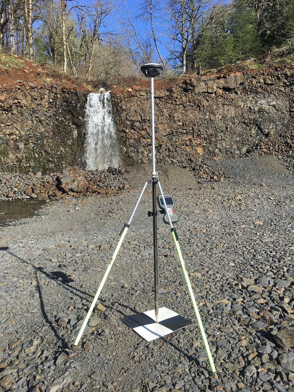 gps station next to waterfall
